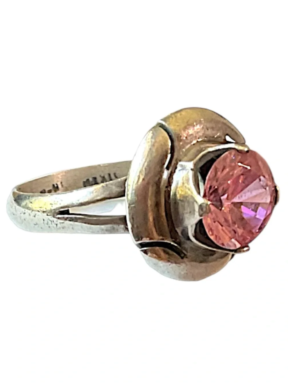 Vintage Sterling Silver Pink Gemstone Ring Size 8